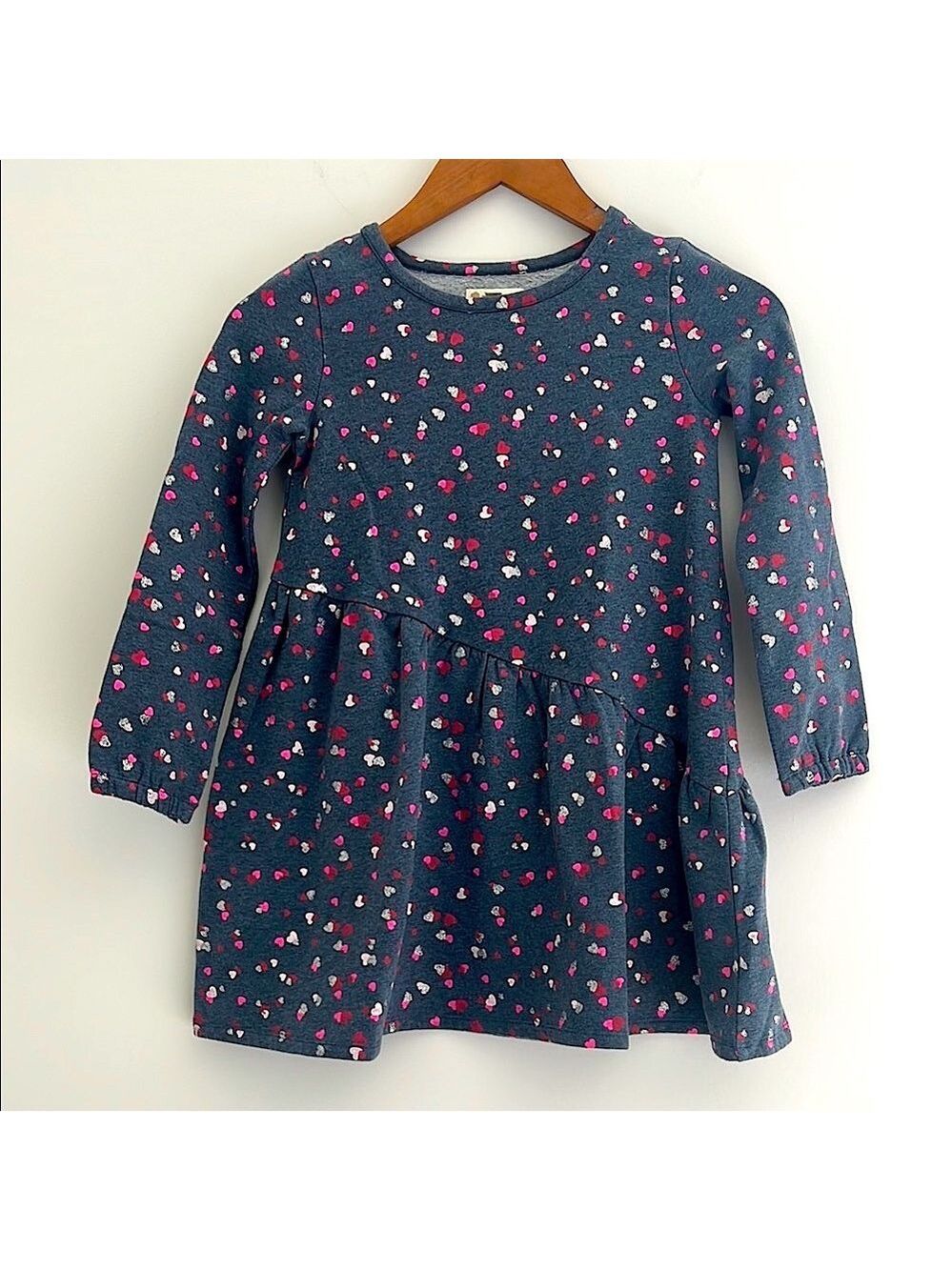 Tucker Tate Girl Hearts Dress Long Sleeves Valentine’s Blue Pink Cozy Size 6
